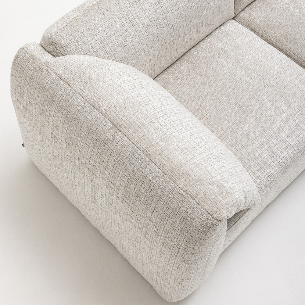 Canapé DRAWER 3 places accoudoirs relevables avec tablette en tissu chenille LOGAN