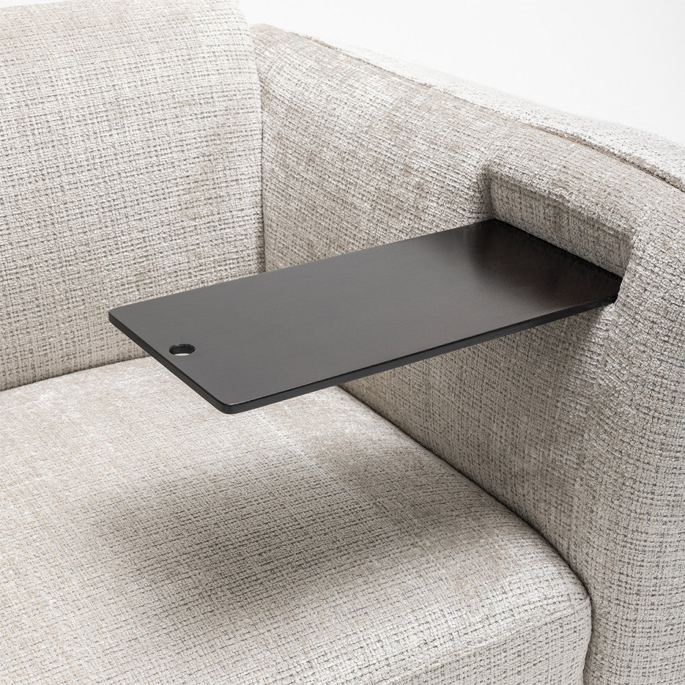 Canapé DRAWER 3 places accoudoirs relevables avec tablette en tissu chenille LOGAN