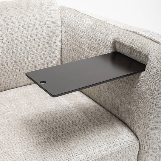 Canapé DRAWER 3 places accoudoirs relevables avec tablette en tissu chenille LOGAN