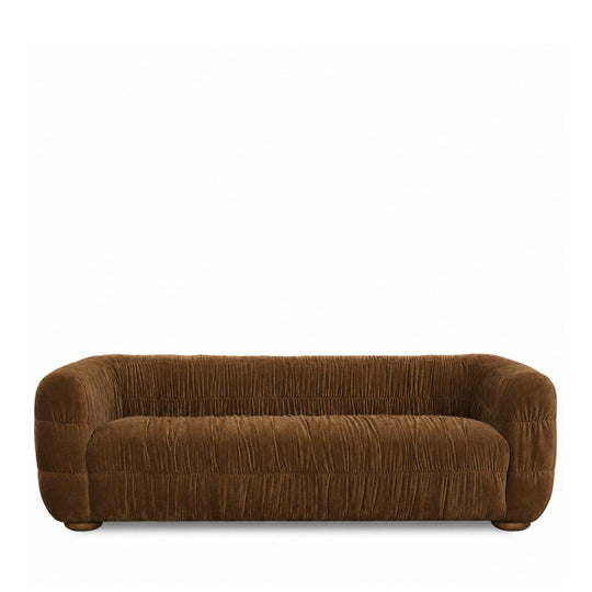 Canapé droit DRAWER Connie 3 places en velours plissé marron