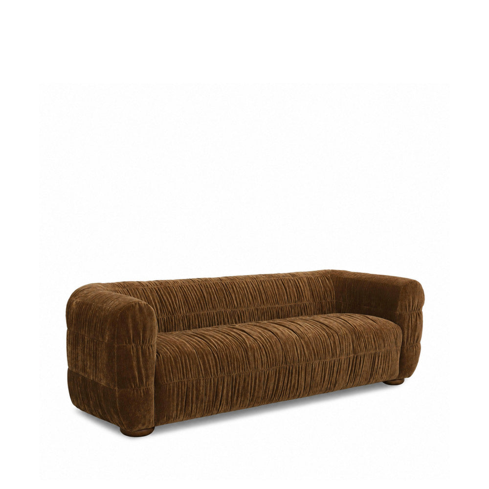 Canapé droit DRAWER Connie 3 places en velours plissé marron