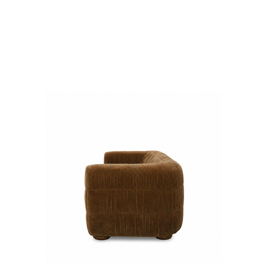 Canapé droit DRAWER Connie 3 places en velours plissé marron