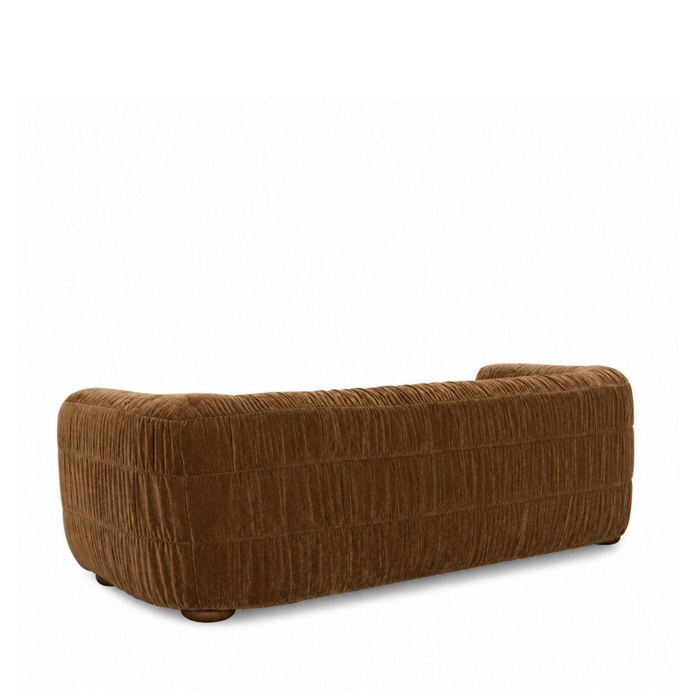 Canapé droit DRAWER Connie 3 places en velours plissé marron
