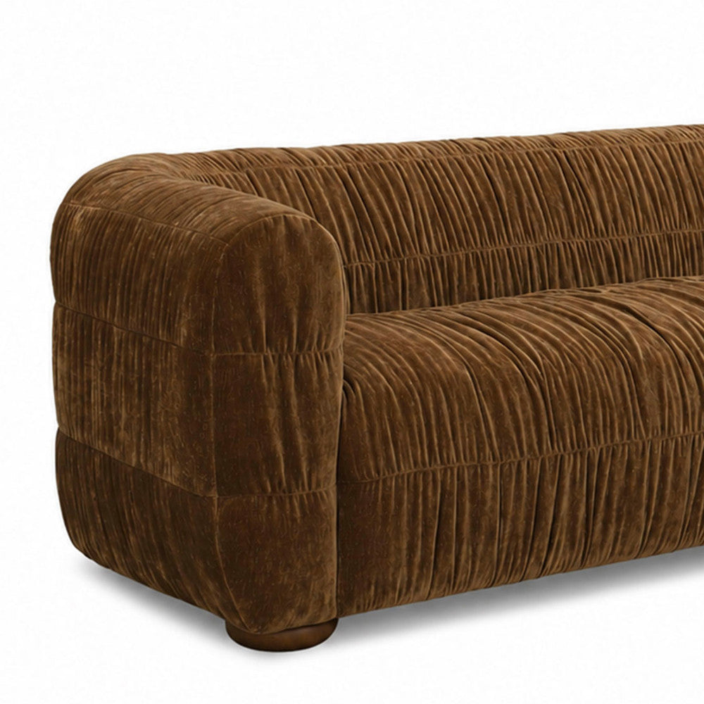 Canapé droit DRAWER Connie 3 places en velours plissé marron