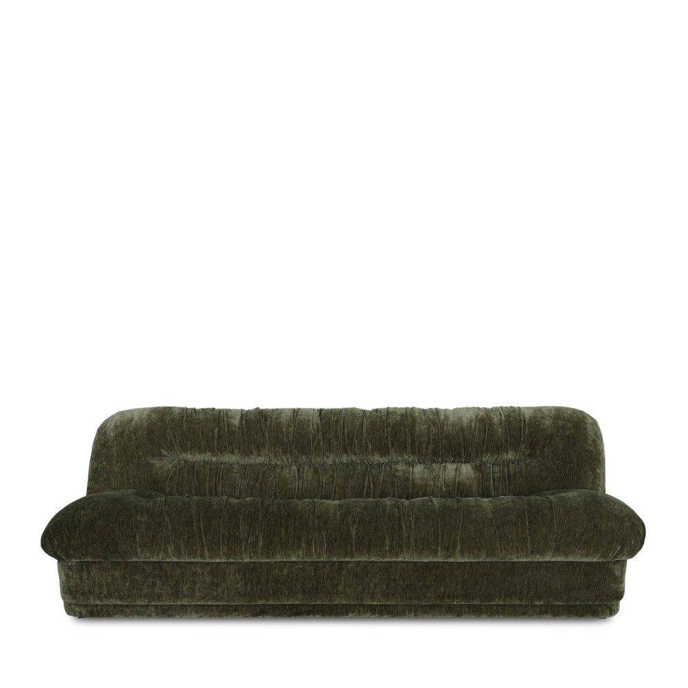 Canapé fixe DRAWER Olivier 3 places en velours plissé vert kaki