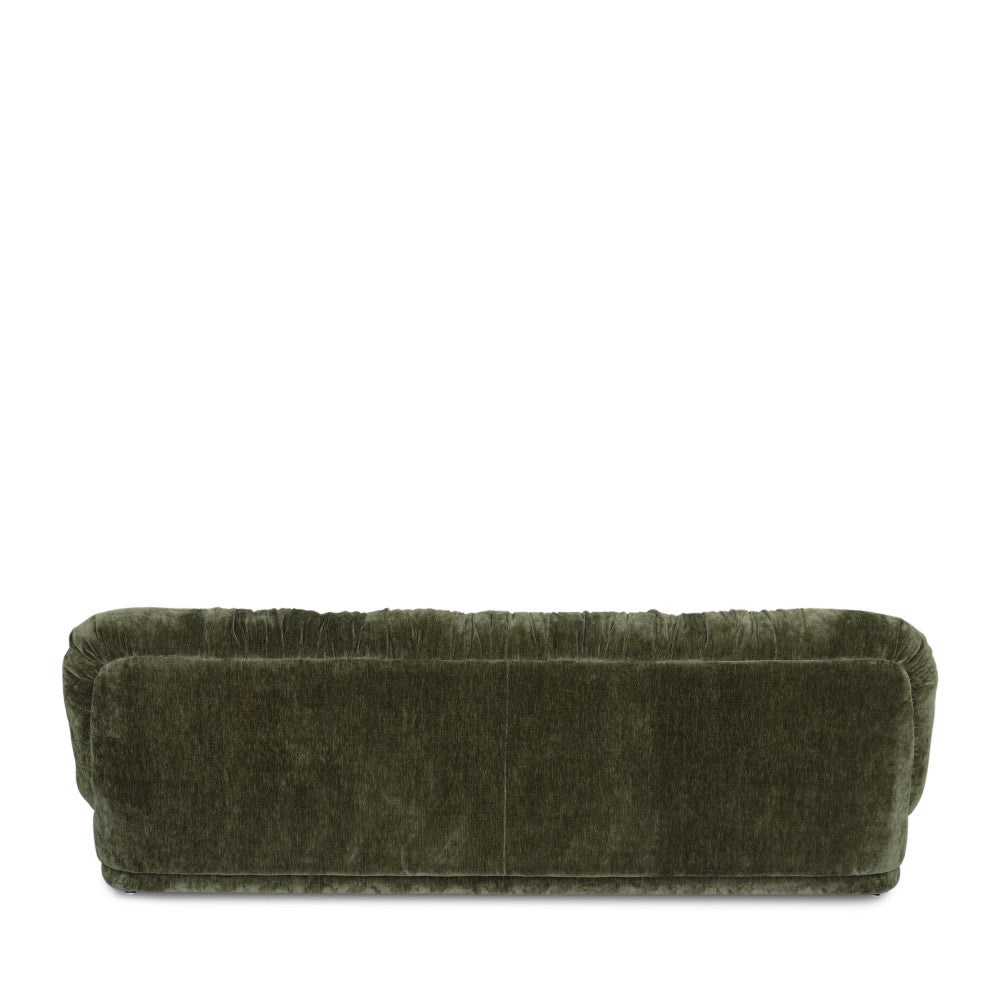 Canapé fixe DRAWER Olivier 3 places en velours plissé vert kaki