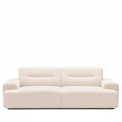 Canapé droit 4 places en velours côtelé ecru à accoudoirs larges Drawer