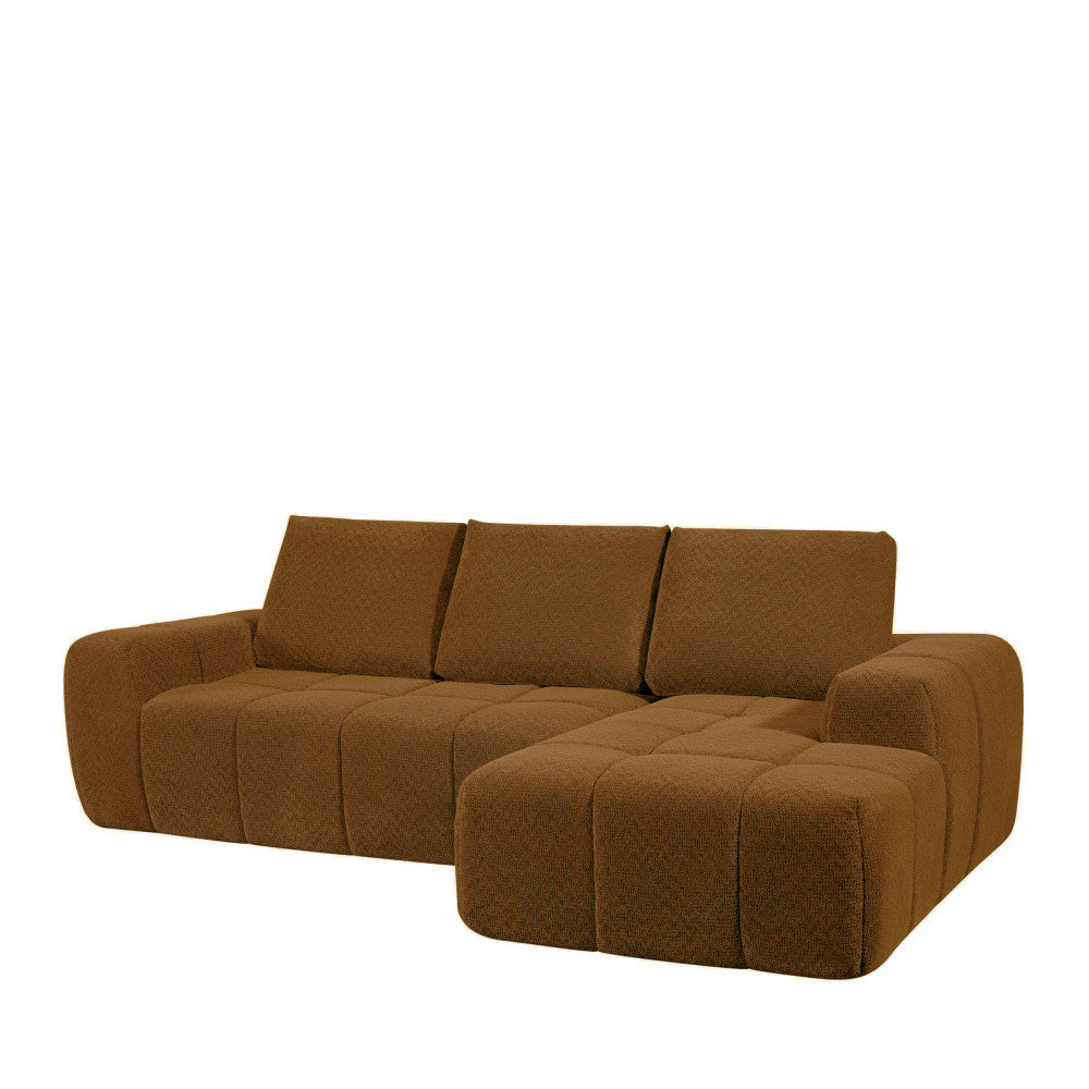 Canapé d'angle droit DRAWER Louis 3,5 places en tissu bronze