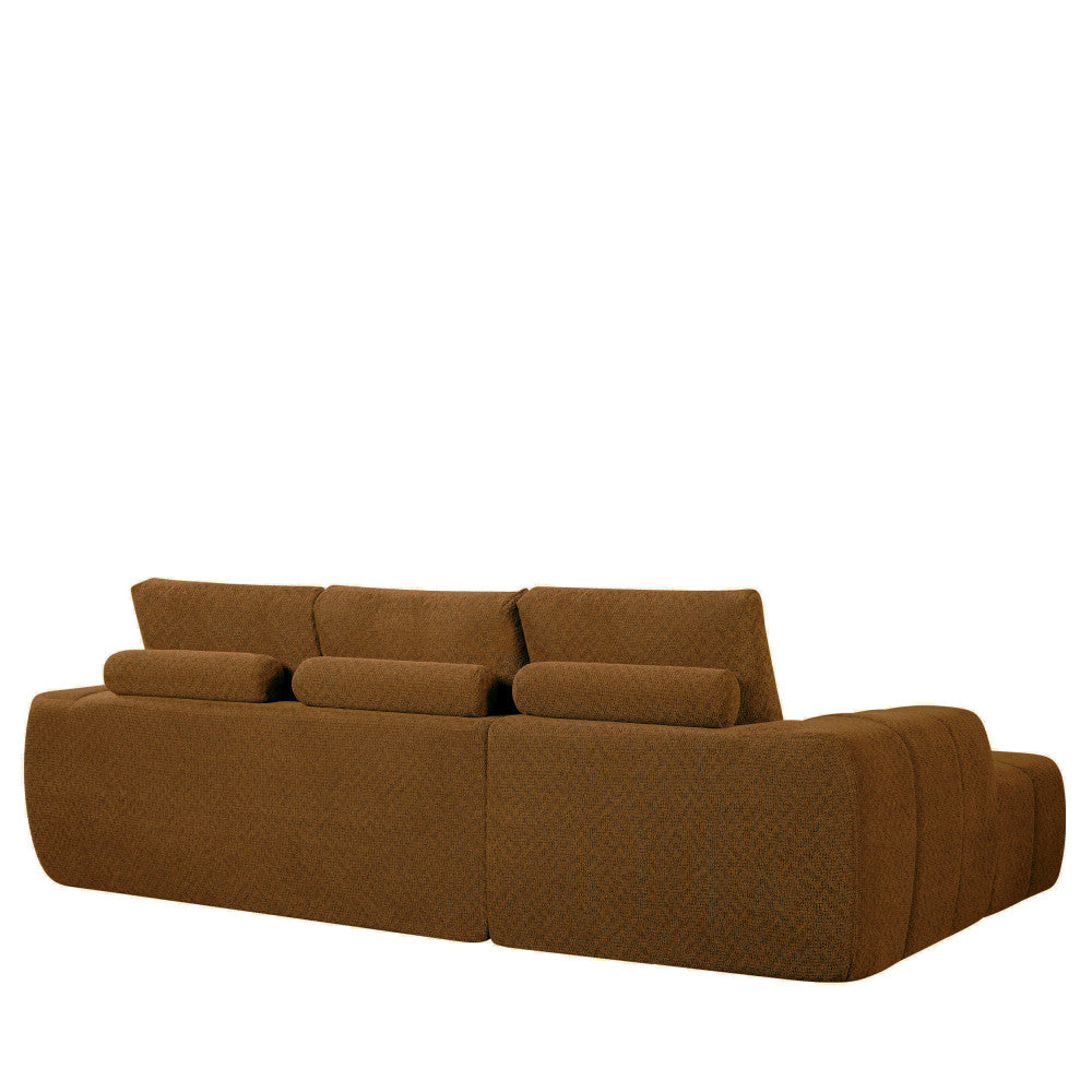 Canapé d'angle droit DRAWER Louis 3,5 places en tissu bronze