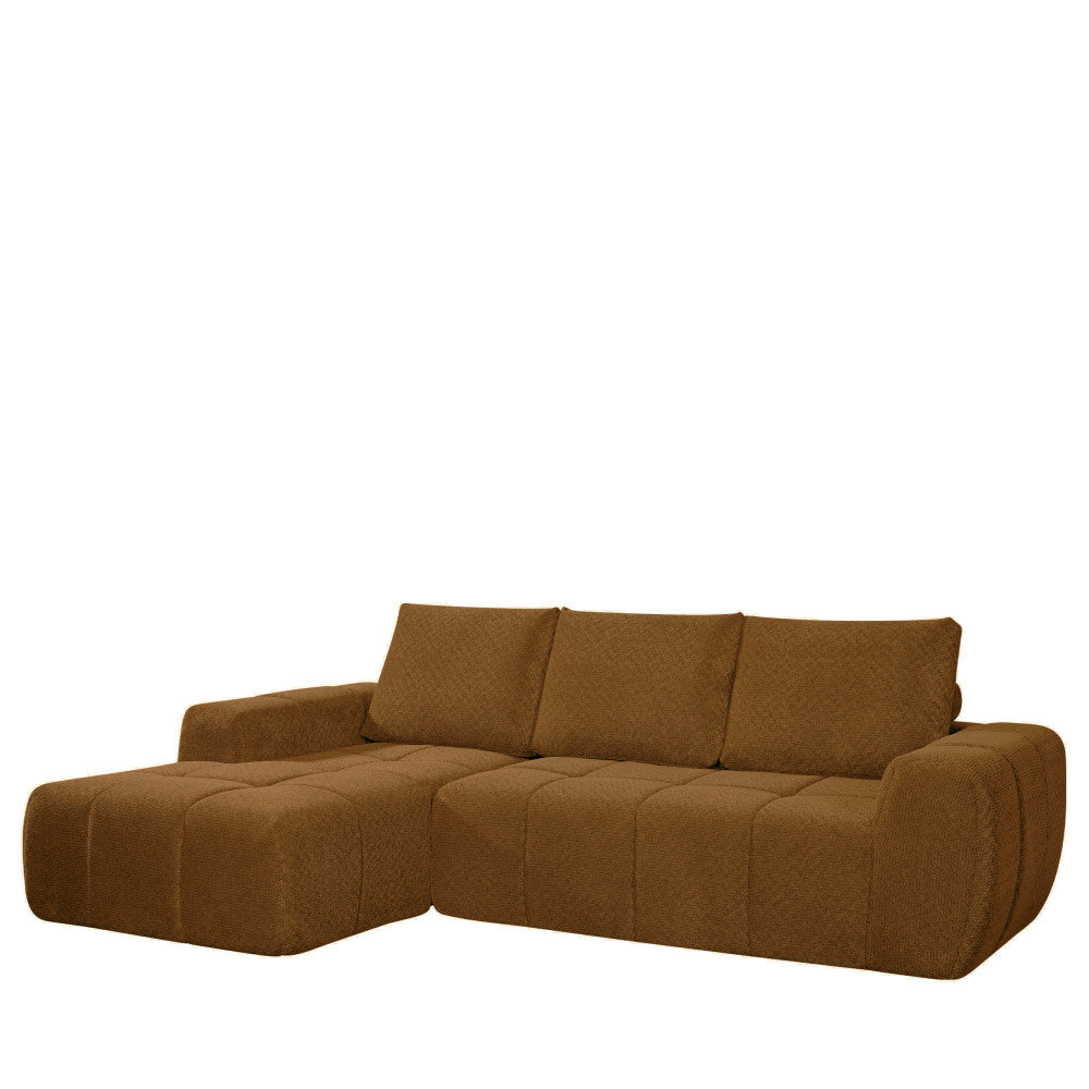 Canapé d'angle gauche DRAWER Louis 3,5 places en tissu bronze