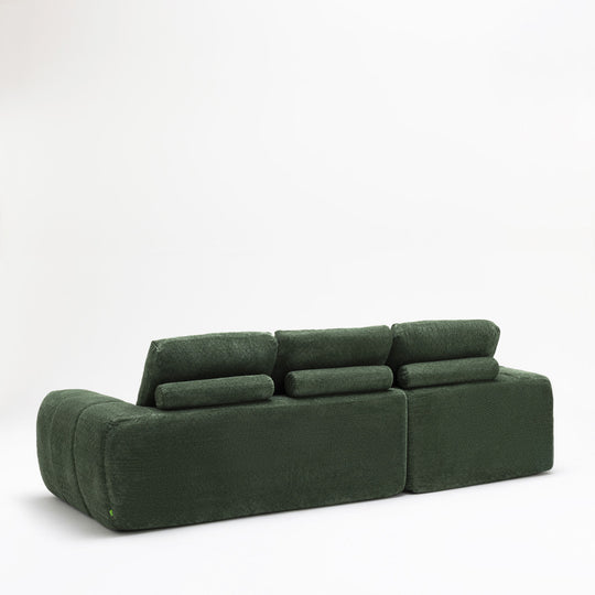 Canapé d'angle droit DRAWER Louis 3,5 places en tissu vert
