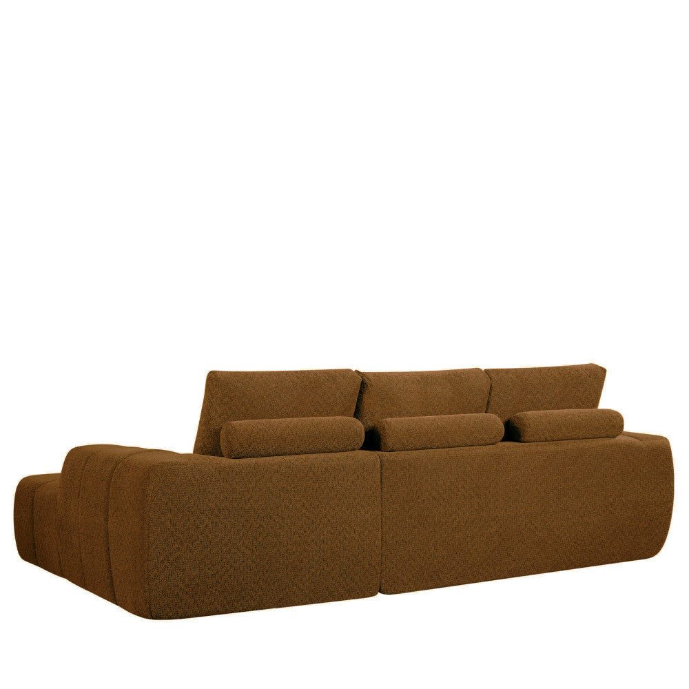 Canapé d'angle gauche DRAWER Louis 3,5 places en tissu bronze