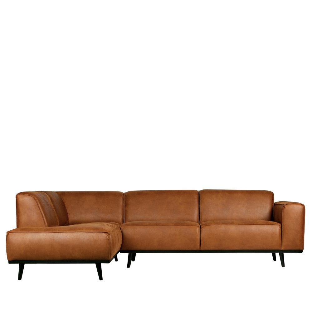 Canapé d'angle gauche en cuir recyclé coloris cognac