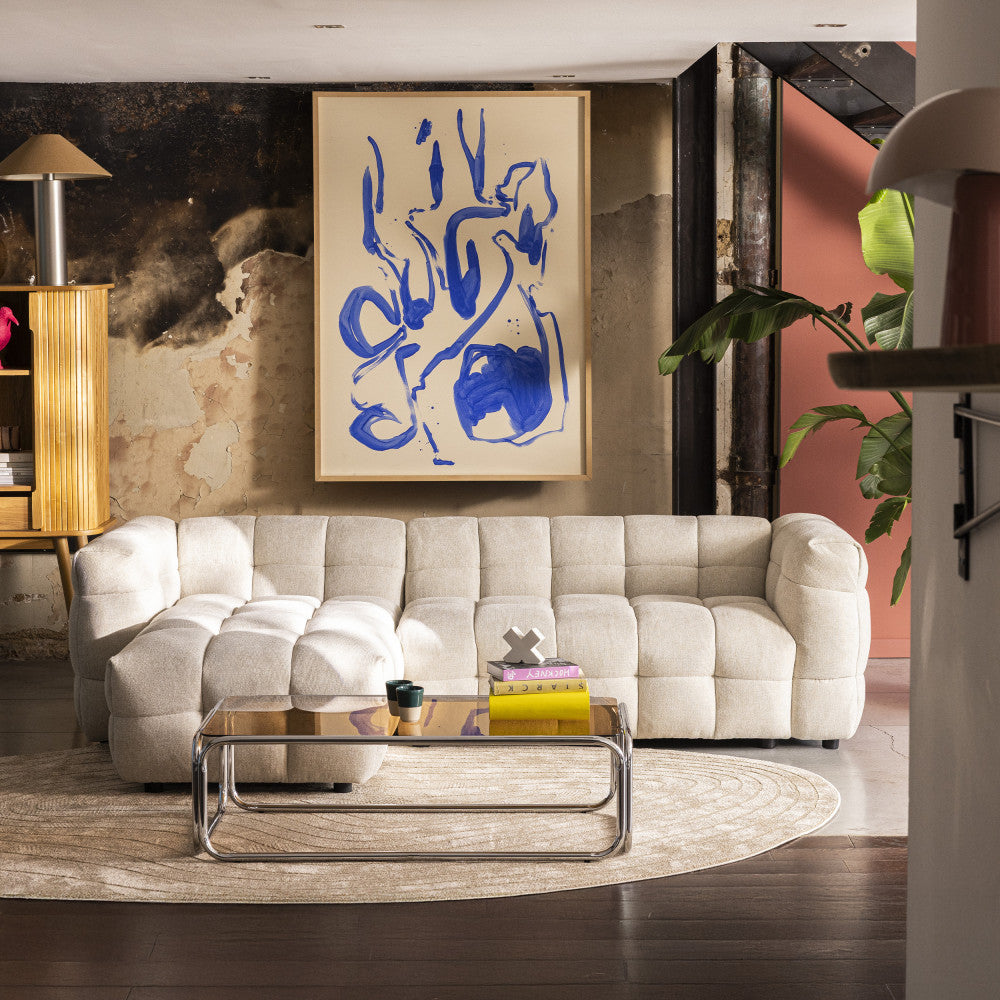 Canapé d'angle réversible DRAWER Bolly en tissu beige chiné