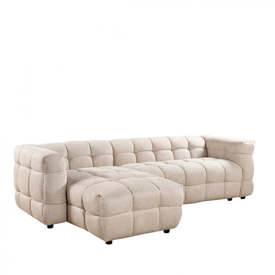 Canapé d'angle réversible DRAWER Bolly en tissu beige chiné