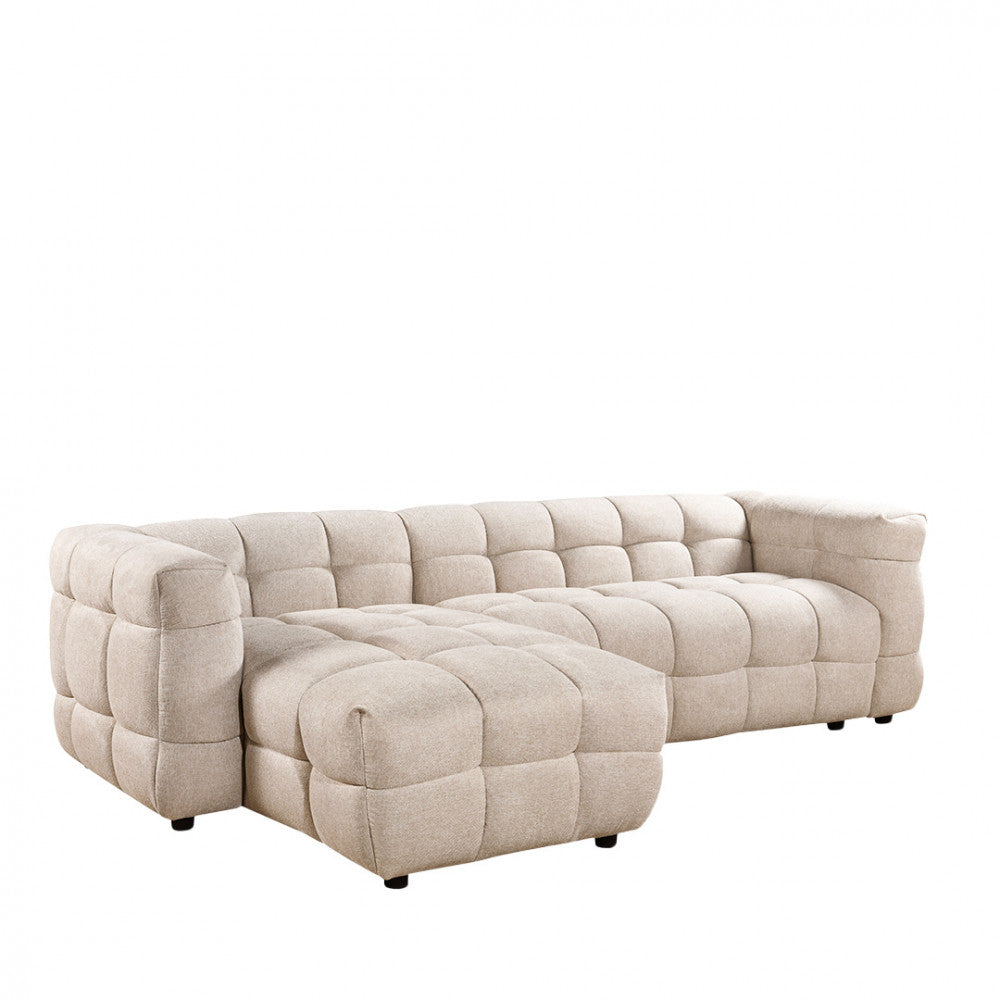 Canapé d'angle réversible DRAWER Bolly en tissu beige chiné