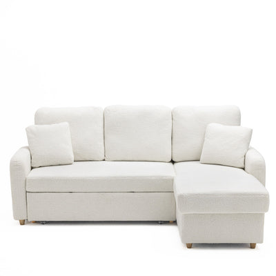 Canapé d'angle réversible convertible DRAWER Matera 3 places en tissu bouclette avec coffre Blanc