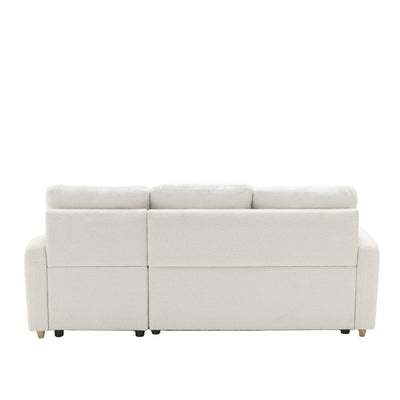 Canapé d'angle réversible convertible DRAWER Matera 3 places en tissu bouclette avec coffre Blanc