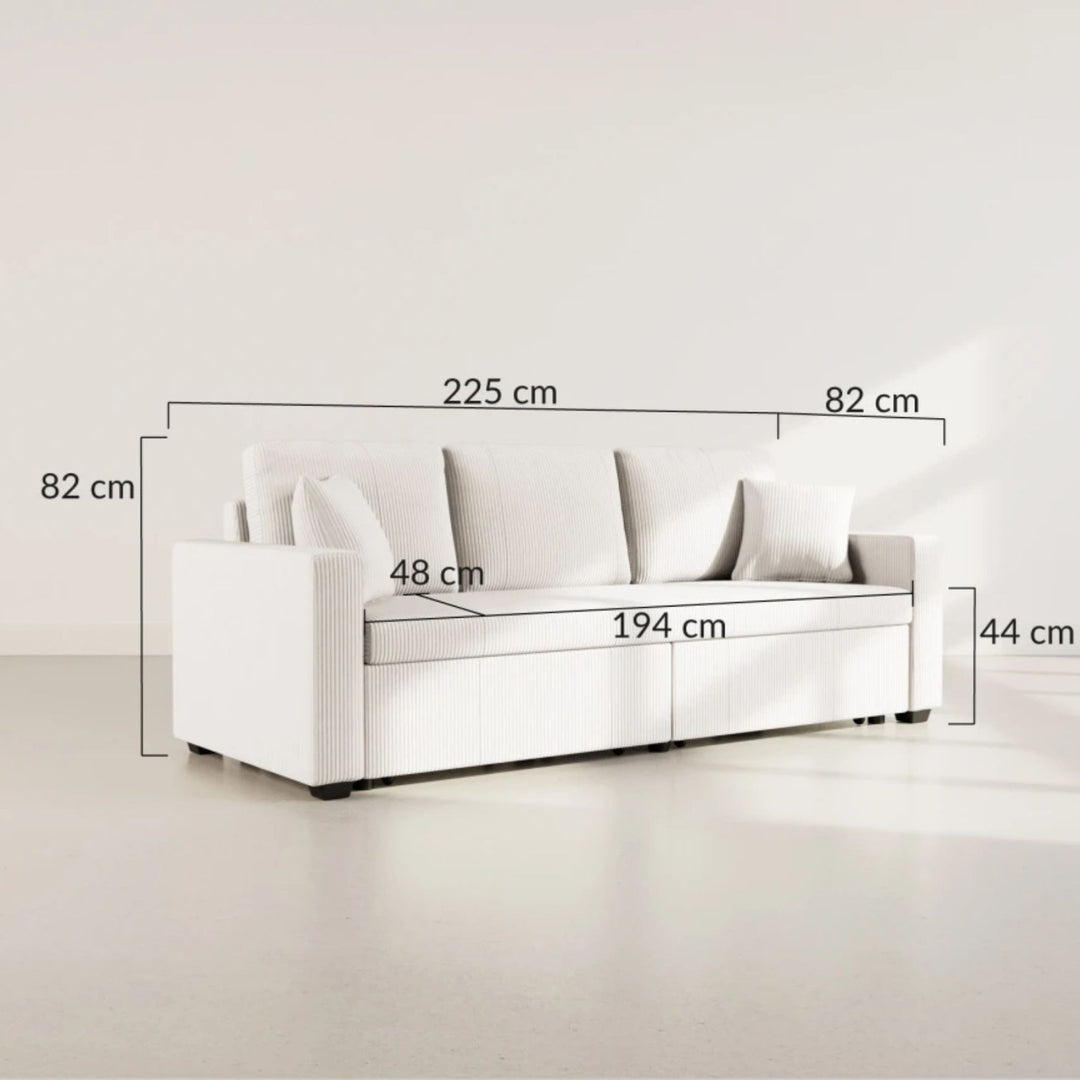 Canapé BEST MOBILIER Cyrus 3 places convertible velours côtelé