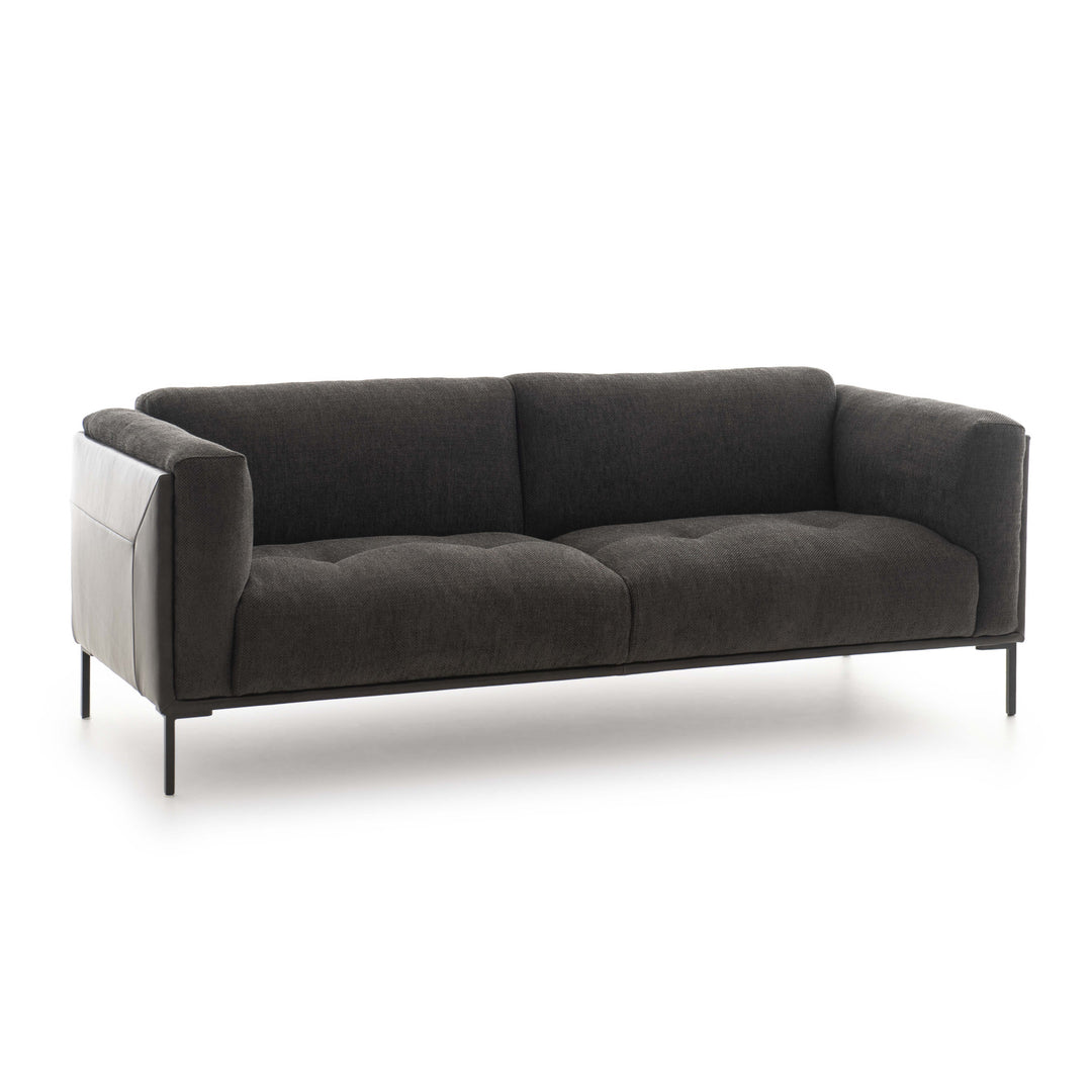 Canapé en cuir et tissu chiné 3 places Oviala