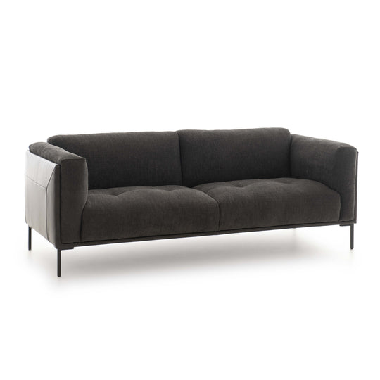 Canapé en cuir et tissu chiné 3 places Oviala