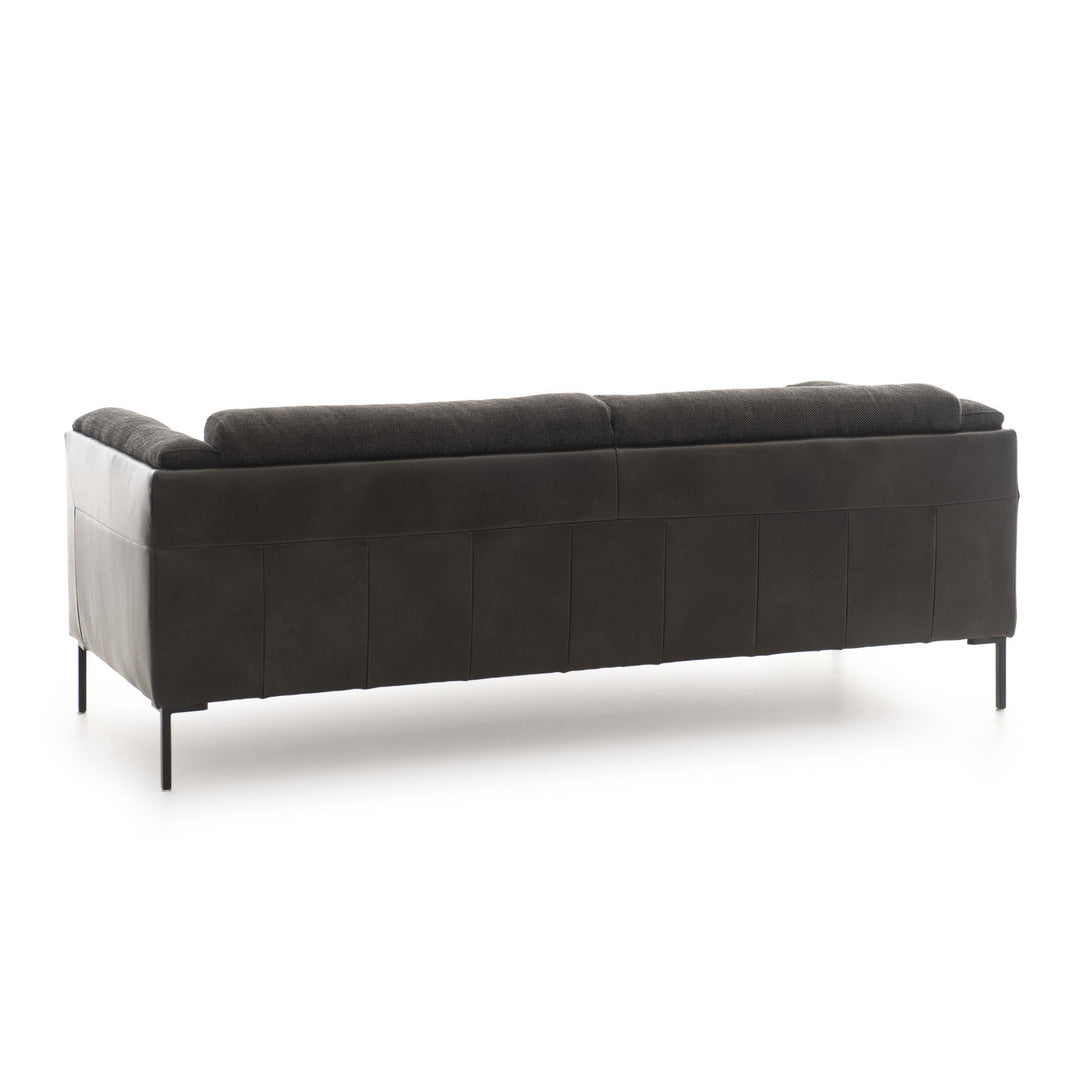 Canapé en cuir et tissu chiné 3 places Oviala