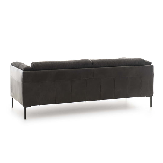 Canapé en cuir et tissu chiné 3 places Oviala