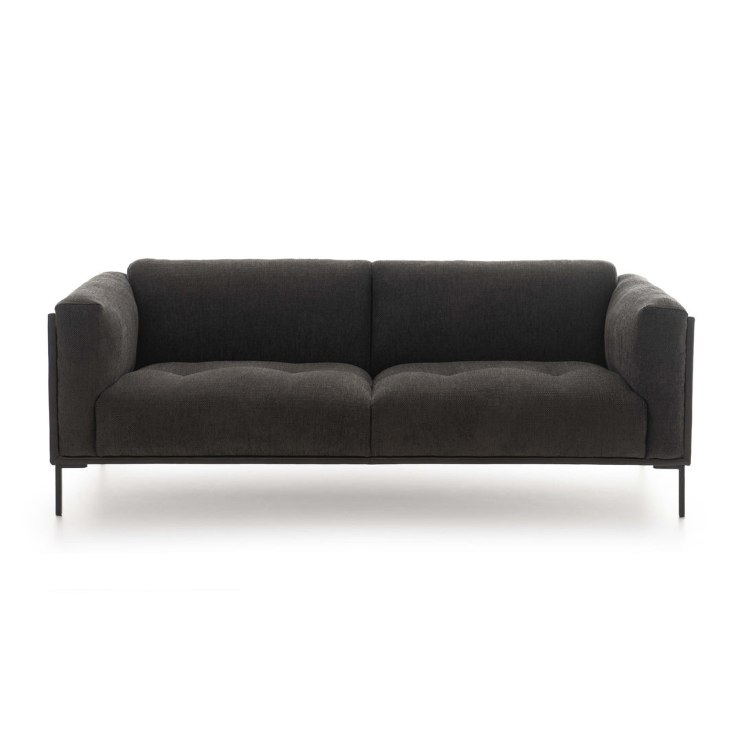 Canapé en cuir et tissu chiné 3 places Oviala