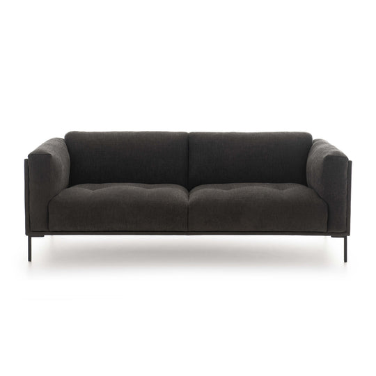 Canapé en cuir et tissu chiné 3 places Oviala
