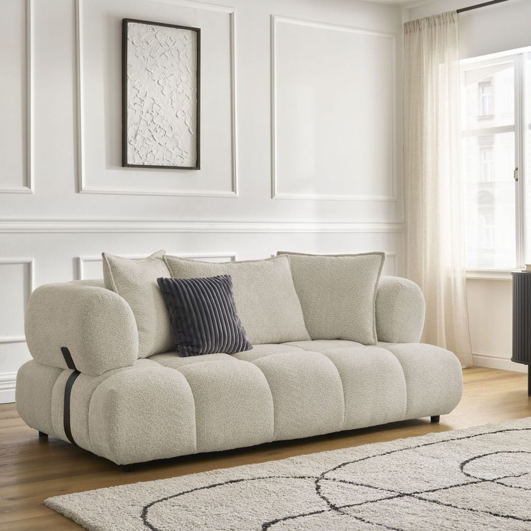Canapé BOBOCHIC Alya 2 places en tissu bouclette beige