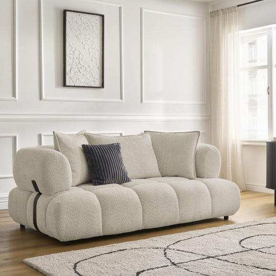 Canapé BOBOCHIC Alya 2 places en tissu bouclette beige