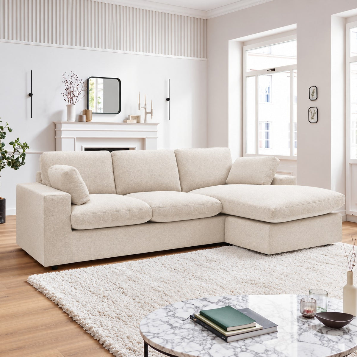 Canapé BOBOCHIC d'angle fixe réversible compact BELAIR