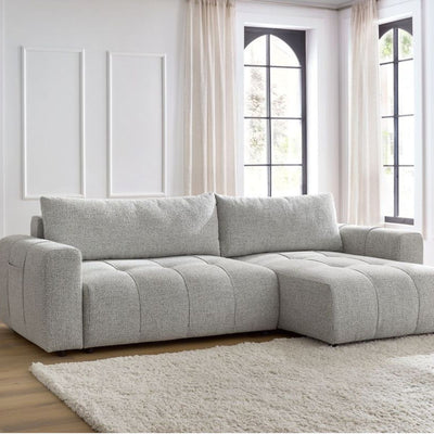 Canapé BOBOCHIC d'angle réversible convertible coffre ARSENE gris clair