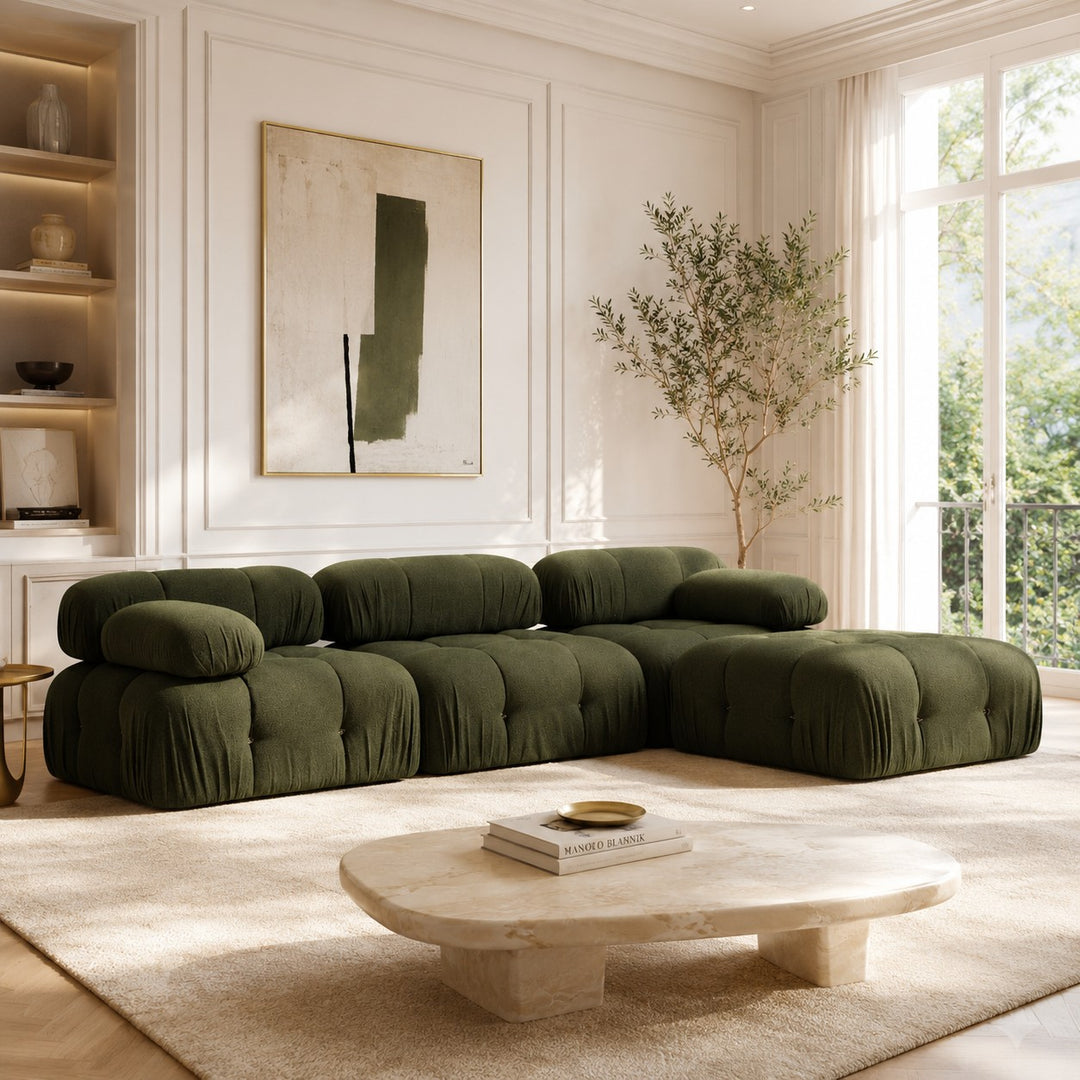 Canapé modulable LES TENDANCES Bubble en tissu vert 288cm