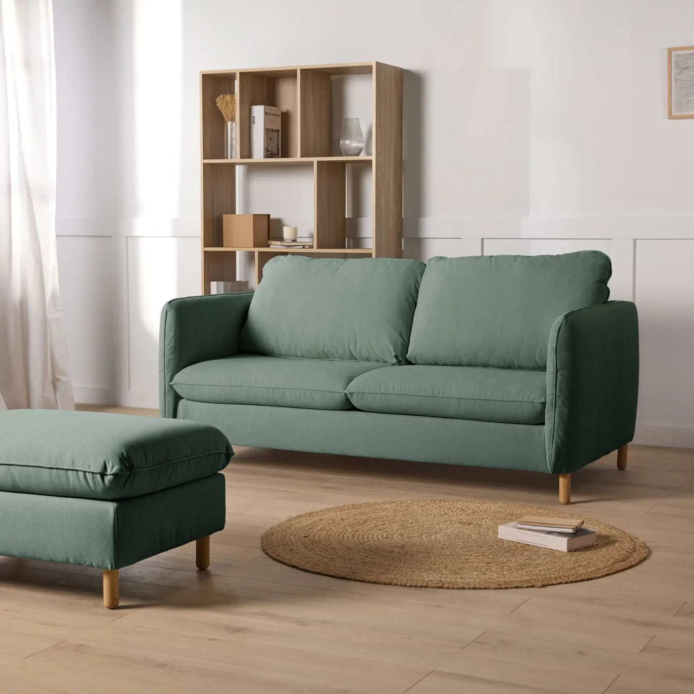 Canapé CAMIF Portimo 3 places en velours Vert de gris