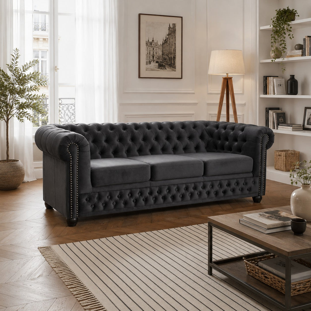 Canapé BESTMOBILIER William Chesterfield droit fixe