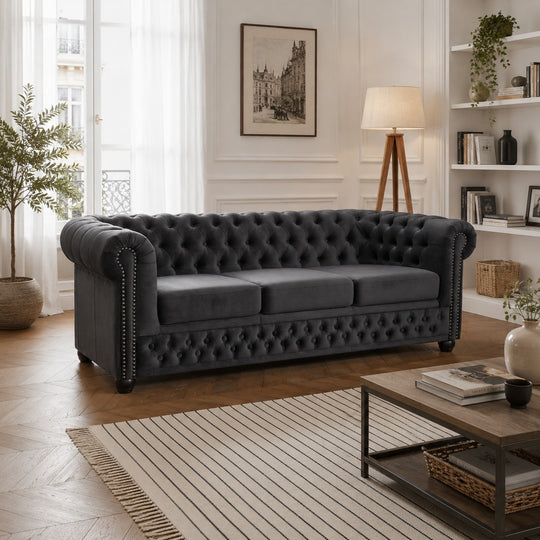 Canapé BESTMOBILIER William Chesterfield droit fixe
