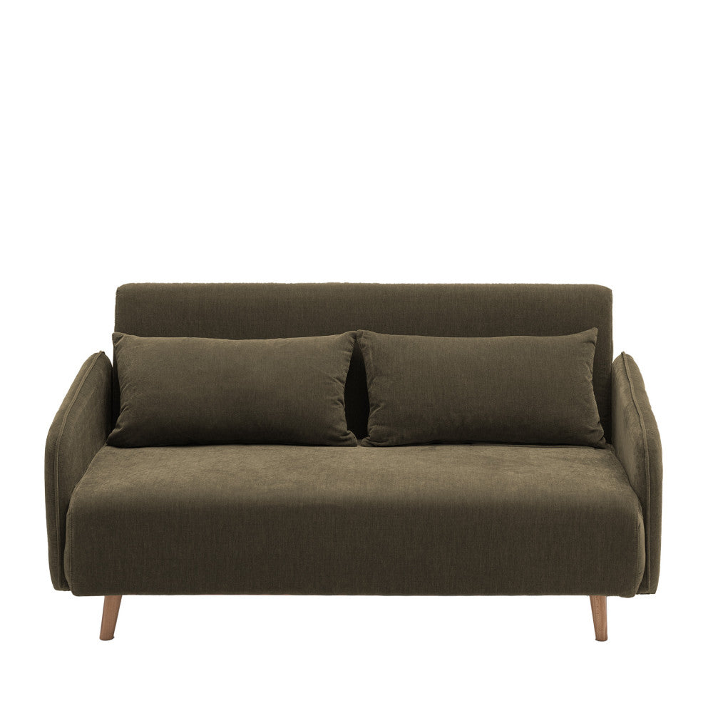 Canapé convertible DRAWER Monica 2 places en velours Vert Kaki