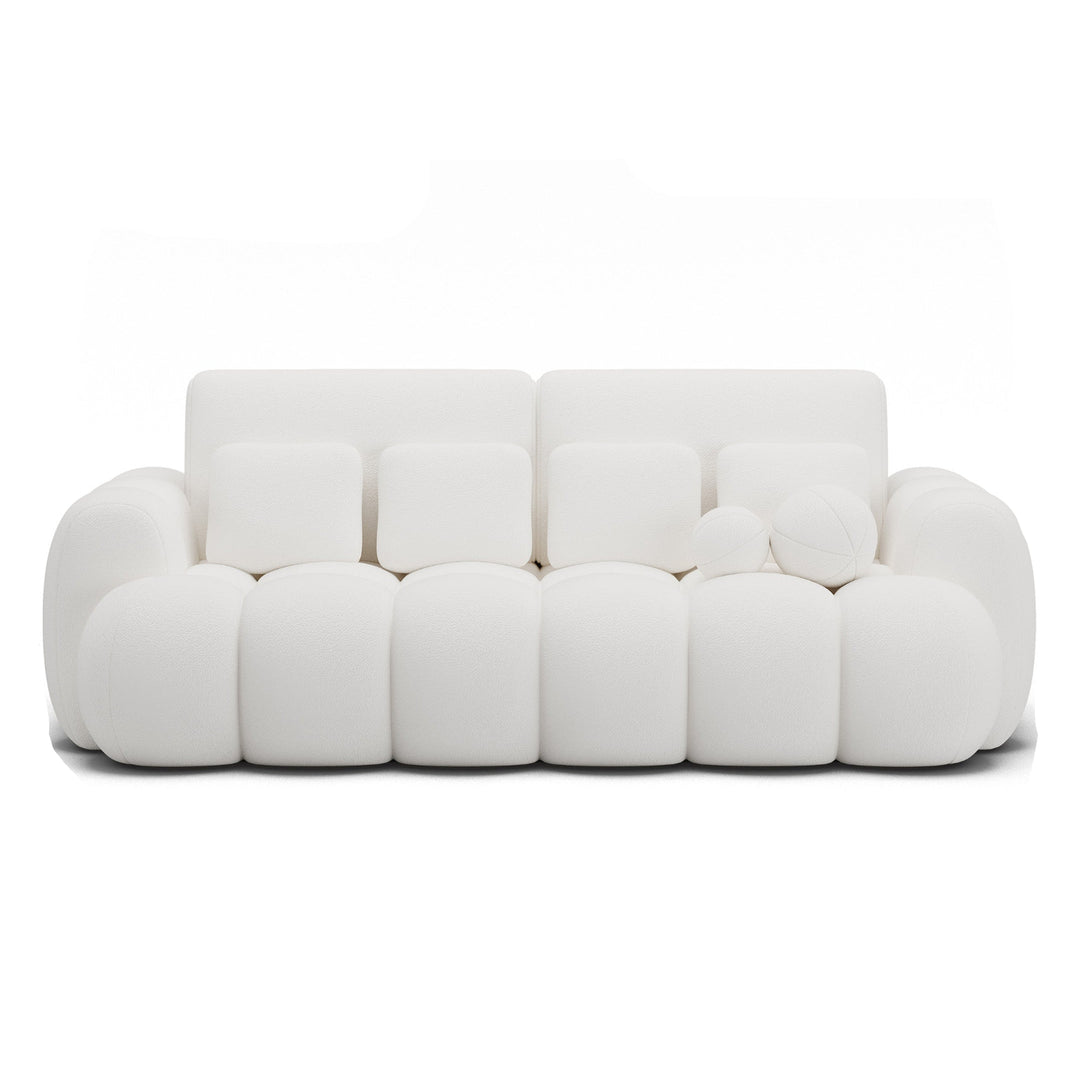 Canapé convertible COCOON 3 places en tissu capitonné blanc