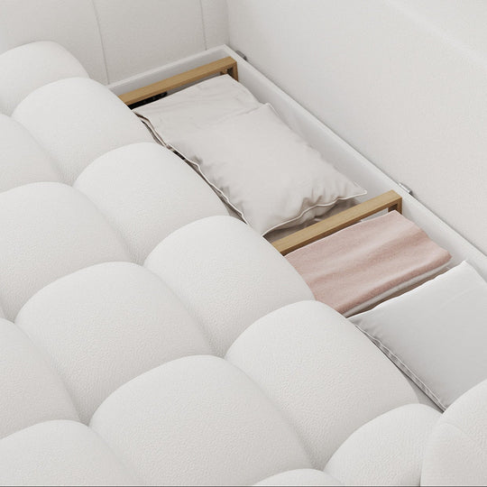 Canapé convertible COCOON 3 places en tissu capitonné blanc