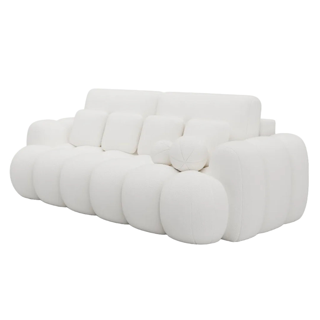 Canapé convertible COCOON 3 places en tissu capitonné blanc