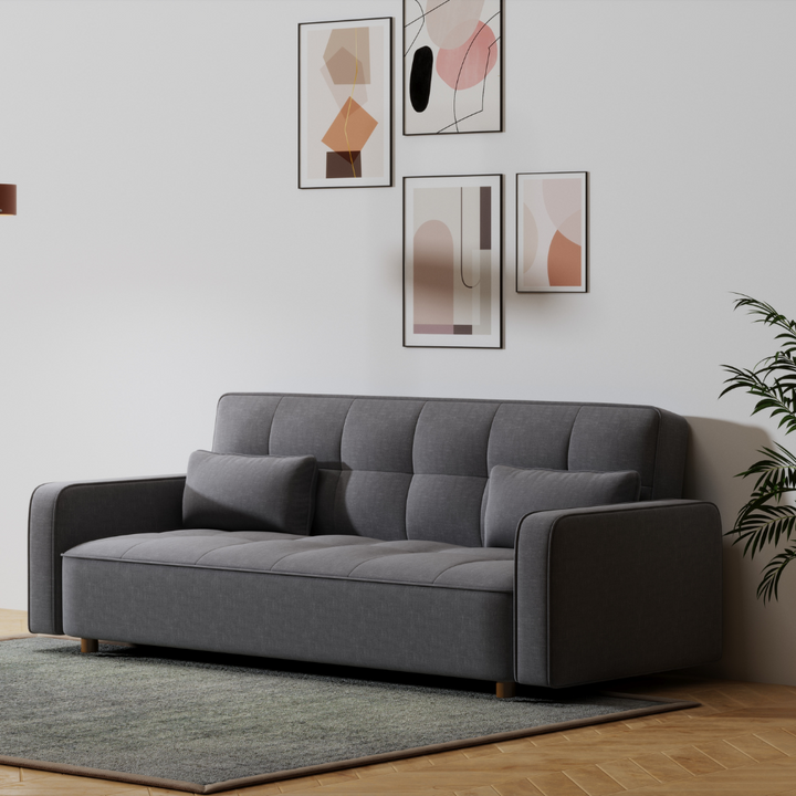 canapé convertible 3 places en tissu copenhague ambiance 3 quarts concept usine gris