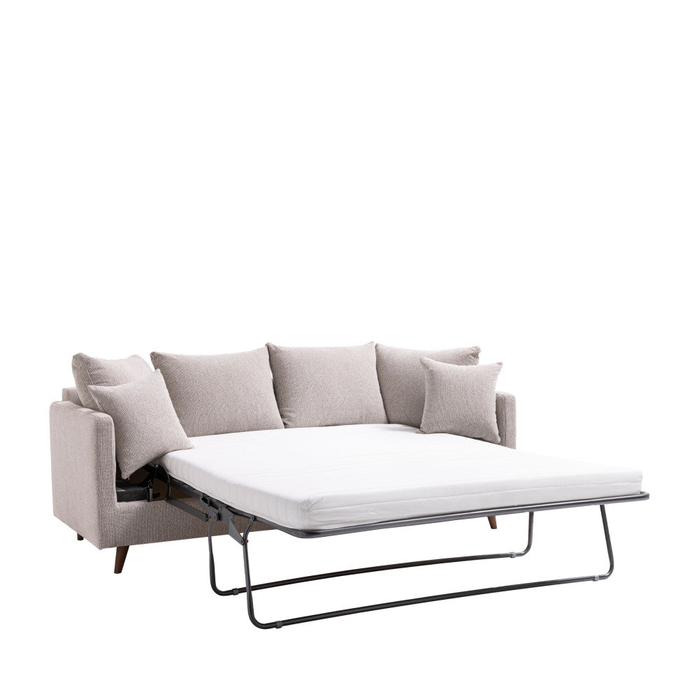 Canapé convertible DRAWER Villabon 3 places en tissu naturel pieds bois foncé