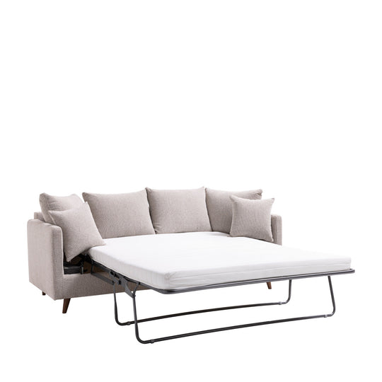 Canapé convertible DRAWER Villabon 3 places en tissu naturel pieds bois foncé