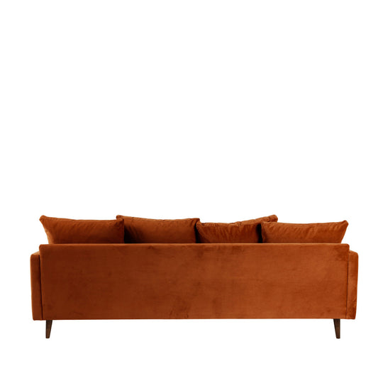 Canapé convertible Drawer Villabon 3 places en velours Rouille pieds bois foncé