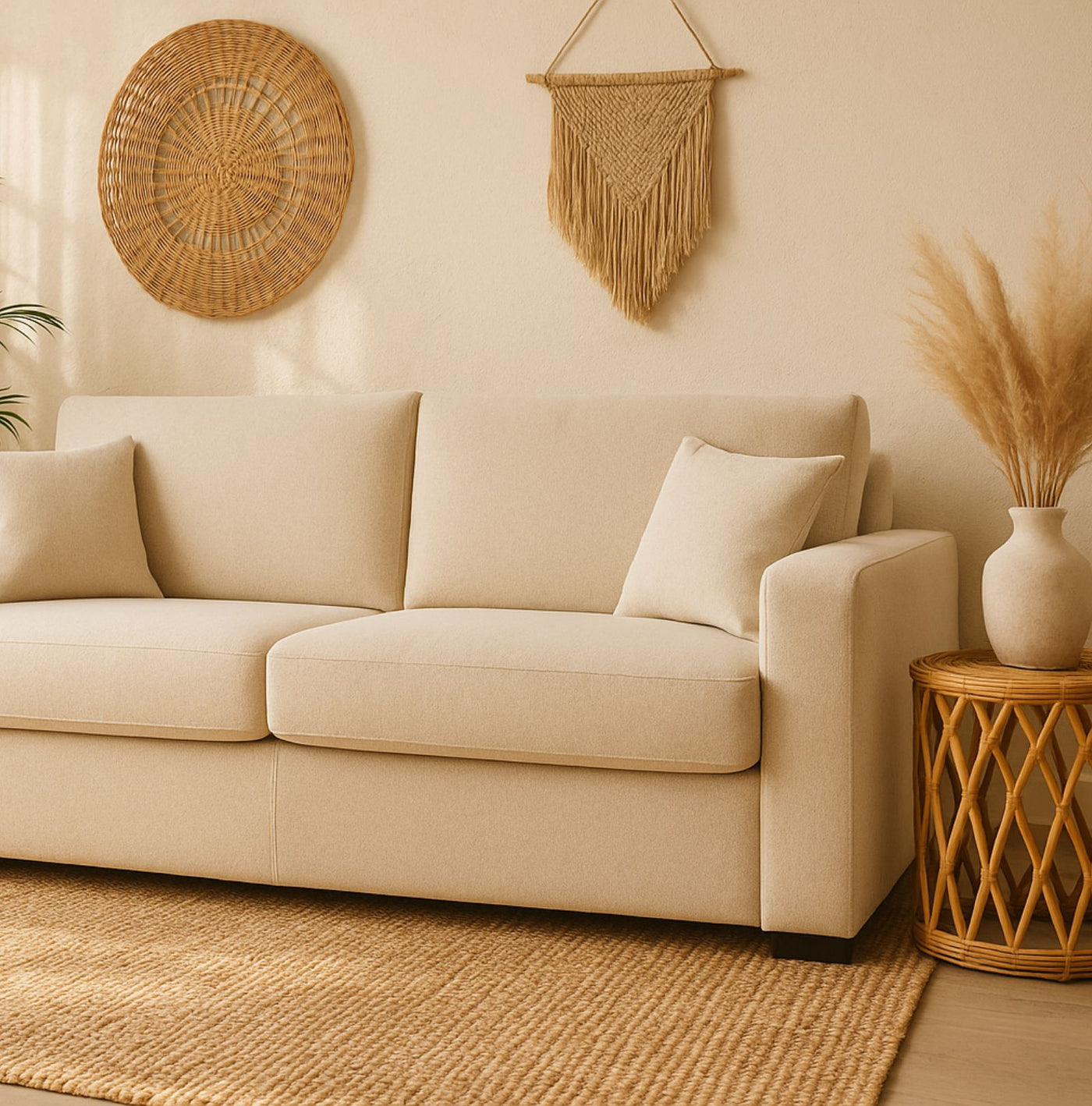 Canapé convertible 3 places CONVERTIBLE CENTER Verone en Tweed Ecru