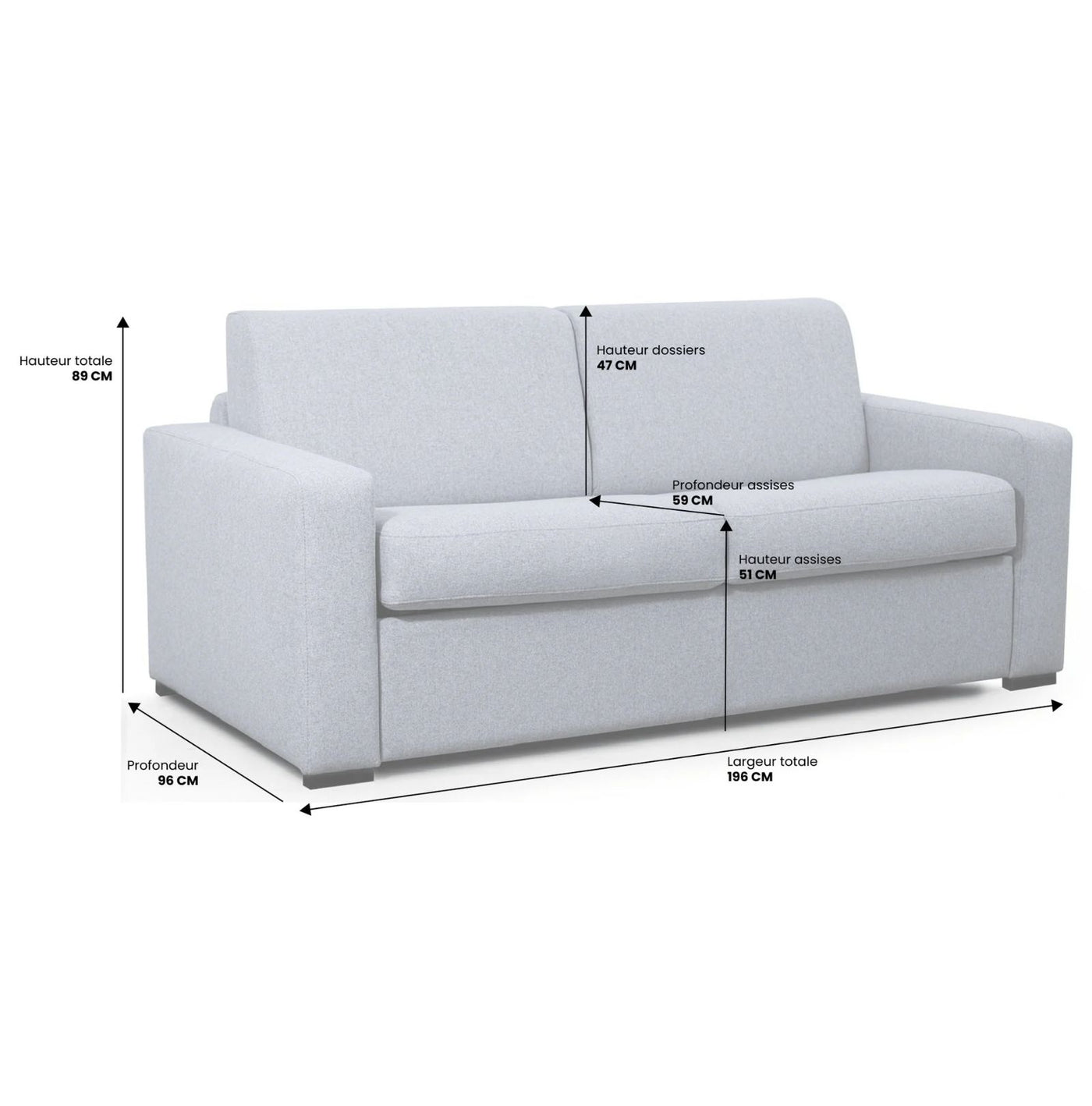 Canapé convertible 3 places CONVERTIBLE CENTER Verone en Tweed Ecru