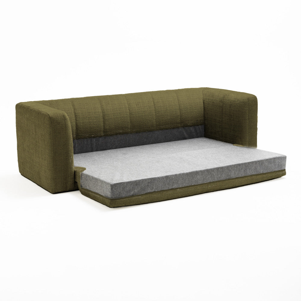 Canapé convertible DRAWER Danaë 4 places en tissu chenille vert