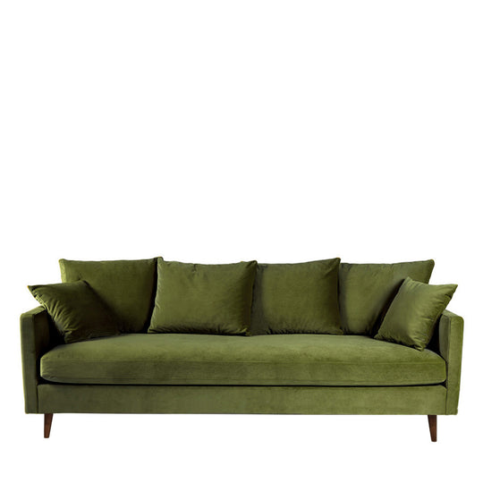 Canapé convertible Drawer Villabon 4 places en velours Vert olive