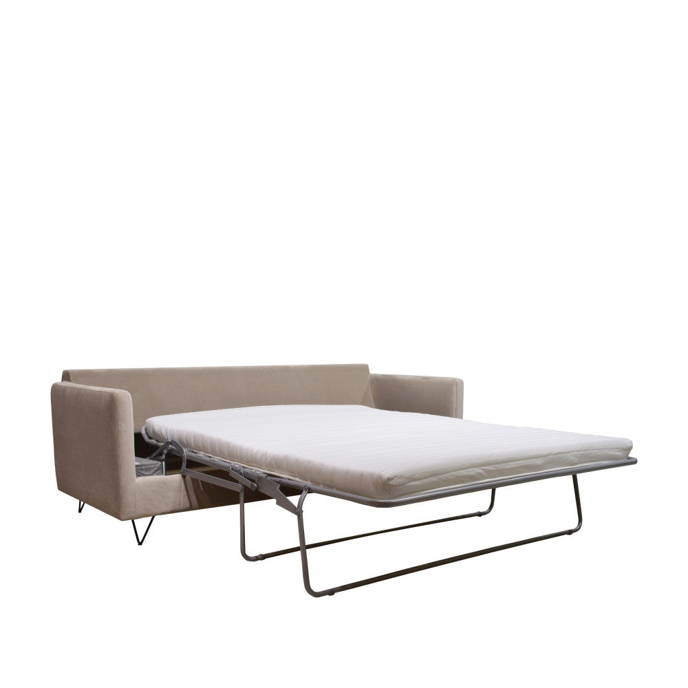 Canapé convertible Drawer Villabon 4 places en velours beige pieds épingles noir